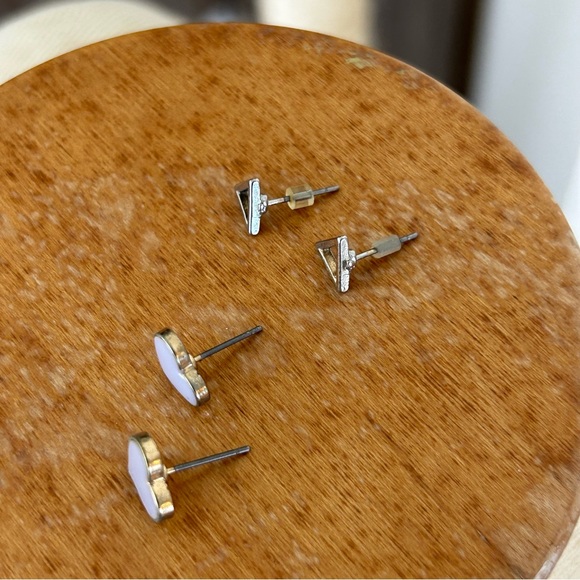 Heart and Triangle Stud Earring Set - Picture 7 of 12